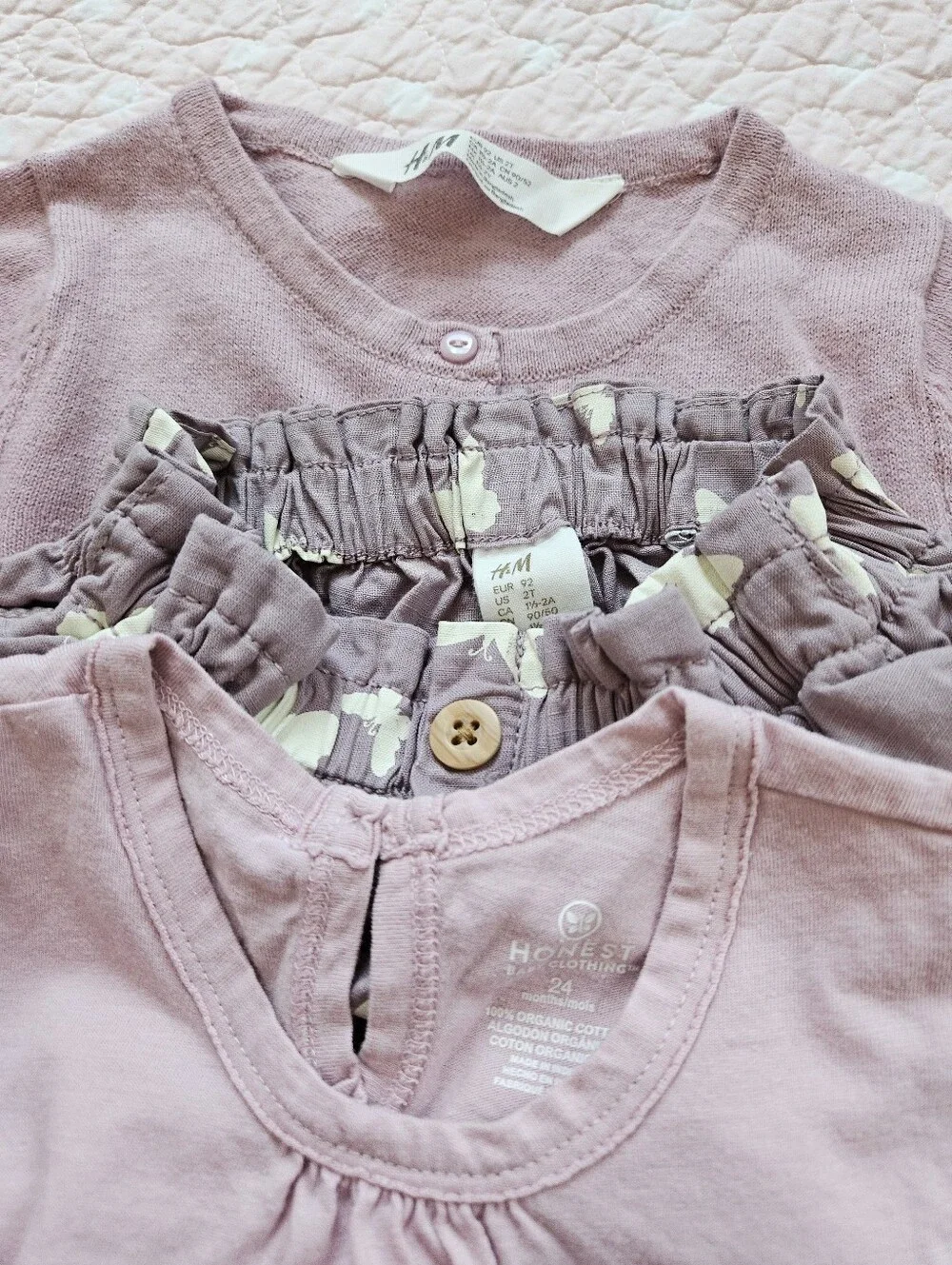 Matching Outfit H&M Honest Cardigan Shorts Top Purple 2T 2 Toddler 24 Girl
